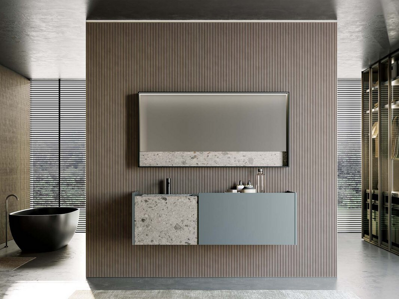 Bagno in laccato opaco carta da zucchero e gres Iseo grigio